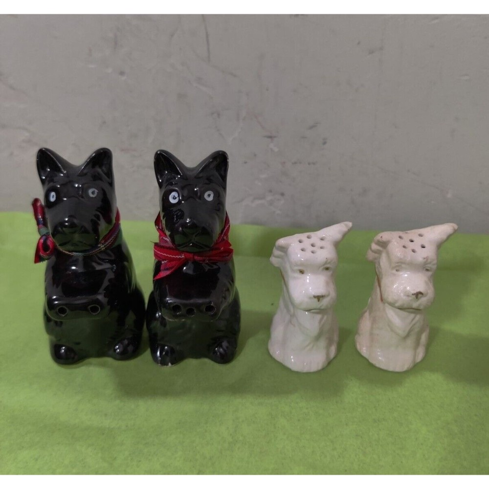 Vintage Lot Of 2 Pair Scotty Dog Salt & Pepper Shakers Japan Artmark